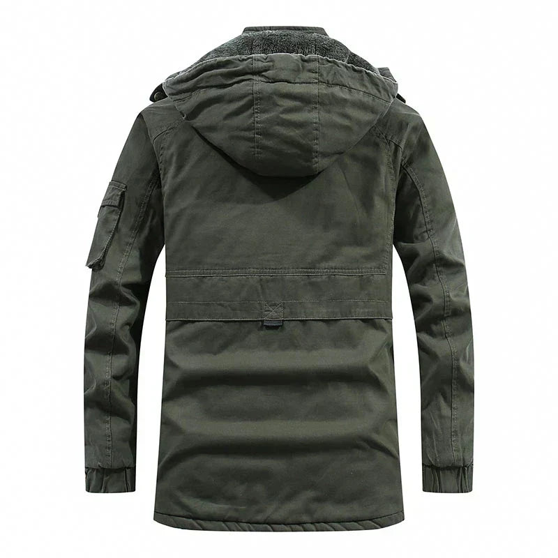 Veste d'hiver longue doublée polaire pour homme