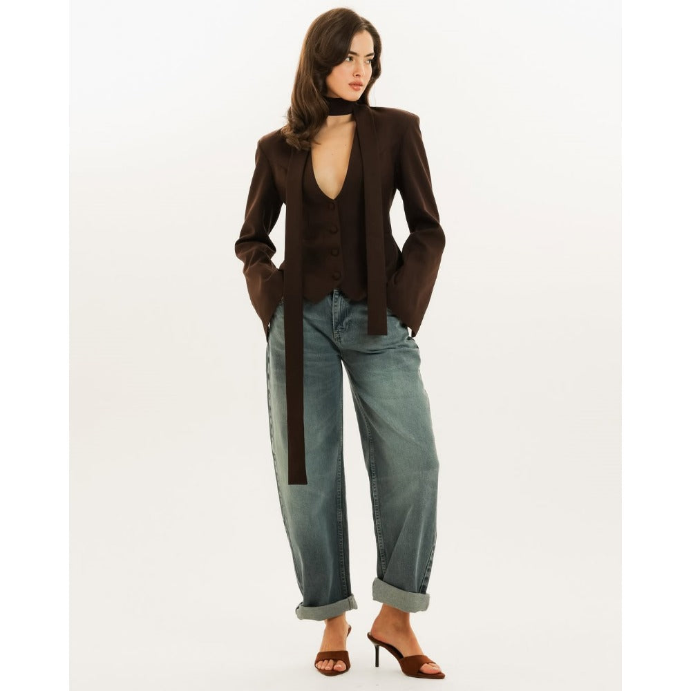 Blazer con maniche lunghe e sciarpa da donna - Rosella