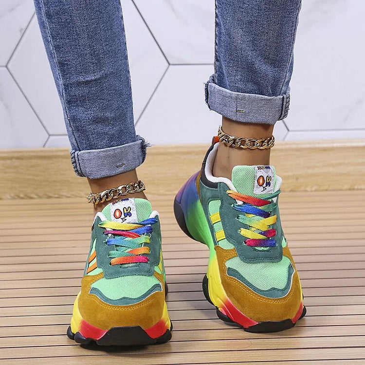 Baskets épaisses multicolores pour femme | Lacets