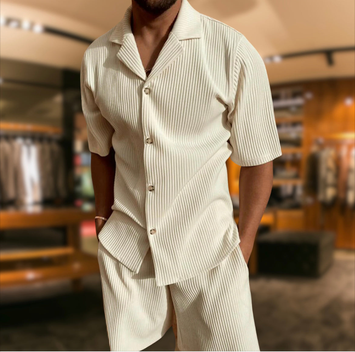 Completo estivo da uomo camicia e pantaloncini | Set in due pezzi