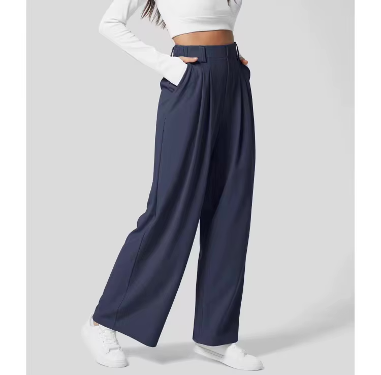 Pantalon d'été taille haute à jambes larges pour femmes
