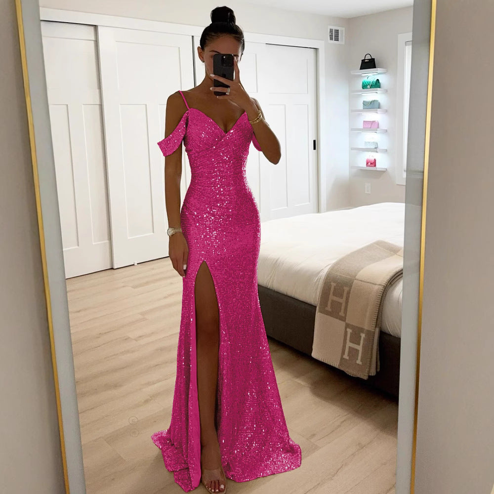 Robe de soirée à paillettes pour femme