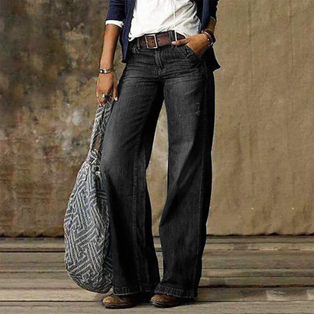Jean vintage taille haute pour femmes | Jambe large