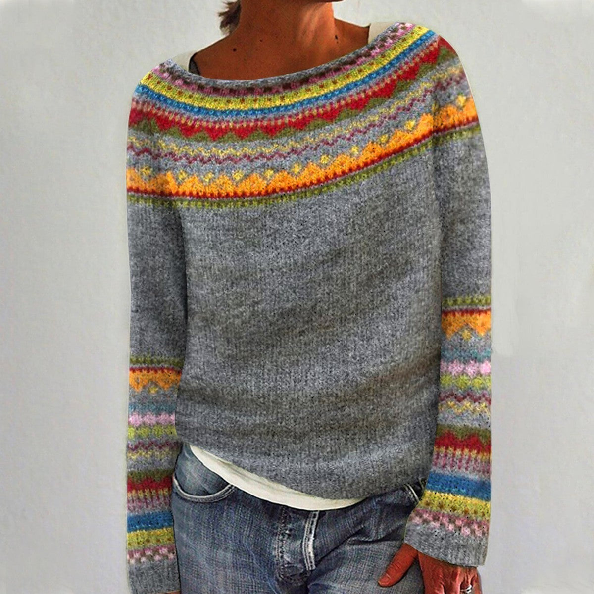 Pull en maille chaud à manches longues pour femme