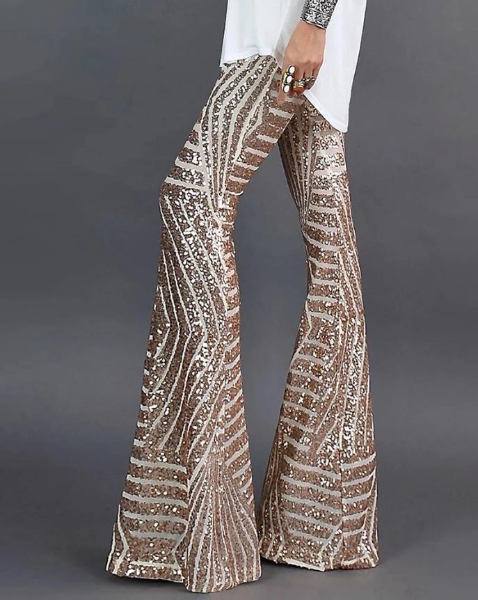 Damen Palazzo Glitzer Hose | Lang