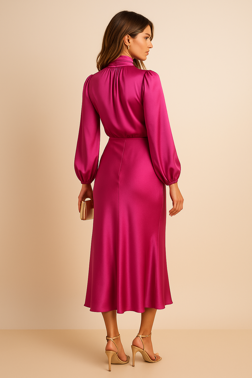 Robe de soirée midi femme | manches longues