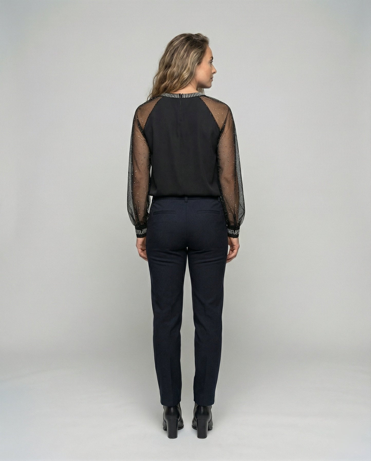 Blouse noire festive pour femmes | Manches longues