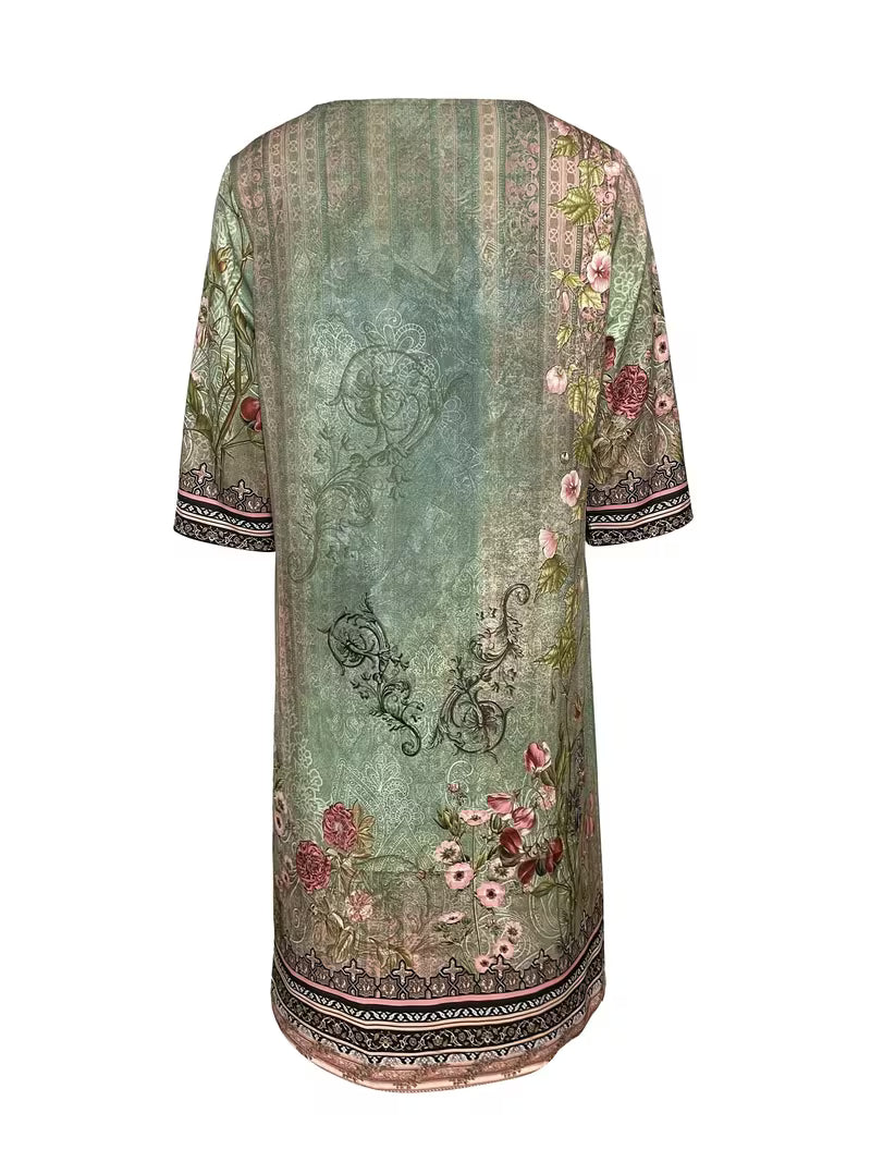 Robe vintage à col en V pour femmes | Mini