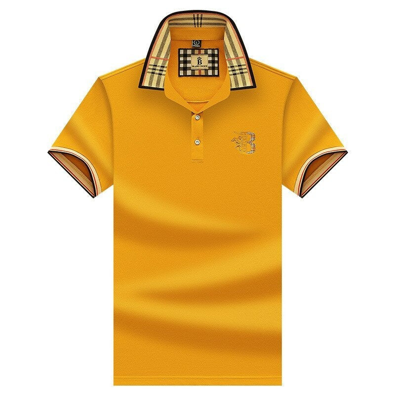 Polo business décontracté manches courtes à carreaux pour hommes