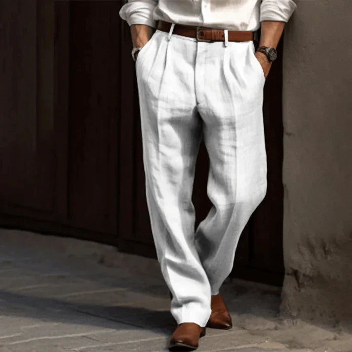 Pantalon en lin décontracté pour hommes | Coupe droite