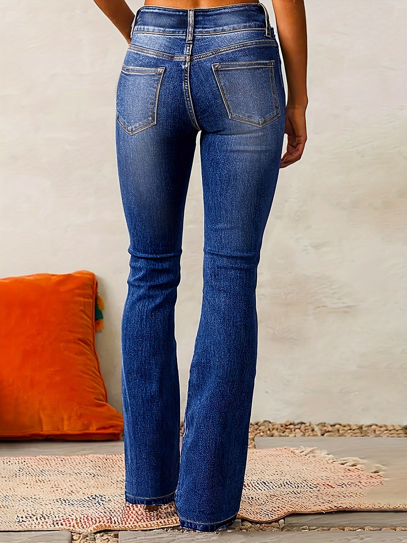 Jean évasé taille haute femme | Fermeture double bouton