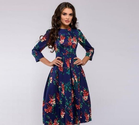 Robe invitée mariage femme imprimé floral | midi
