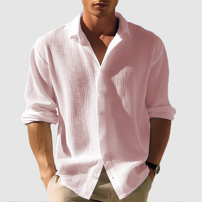 Camicia a maglia waffle a manica lunga da uomo | Casual