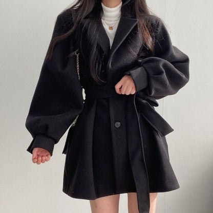 Manteau ceinturé à manches longues pour femmes - Marilena