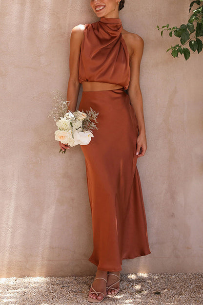 Robe maxi dos nu pour invitées de mariage pour femmes