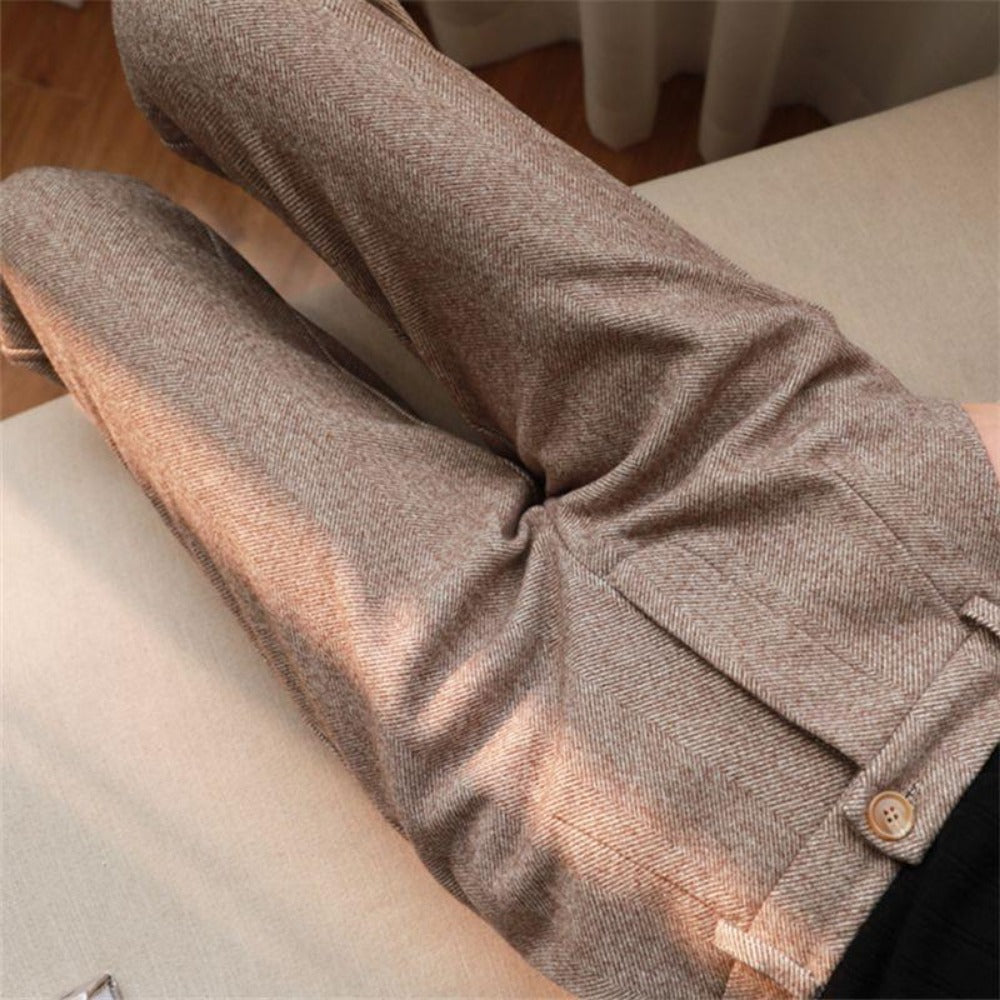 Pantalon femme à motif chevrons et taille haute – Gigliola