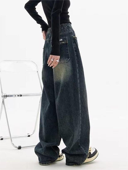 Jean baggy boyfriend vintage délavé foncé