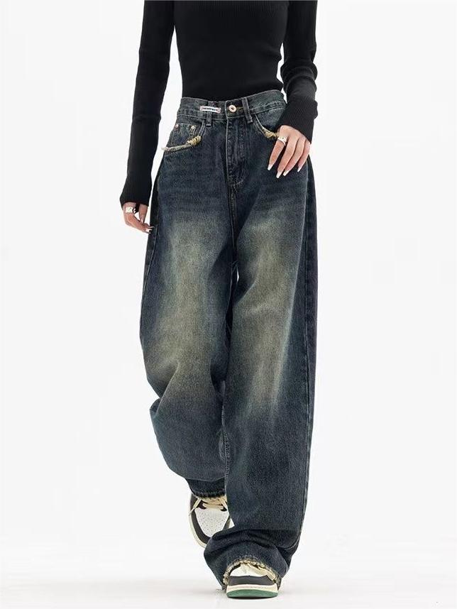 Jean baggy boyfriend vintage délavé foncé