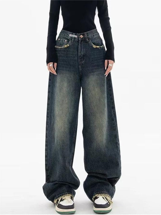 Jean baggy boyfriend vintage délavé foncé