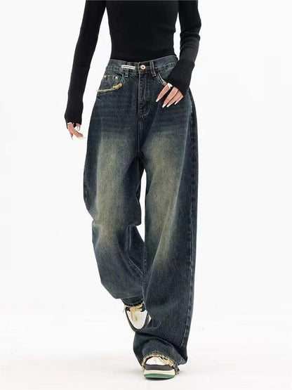 Jean baggy boyfriend vintage délavé foncé