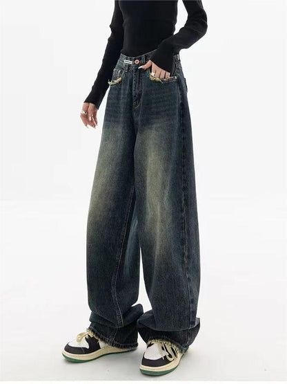 Jean baggy boyfriend vintage délavé foncé