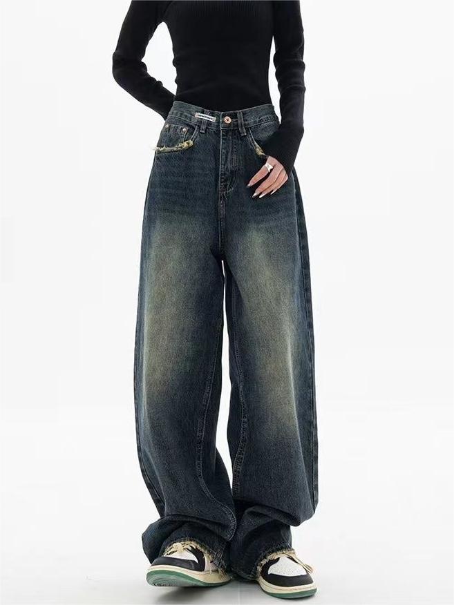Jean baggy boyfriend vintage délavé foncé