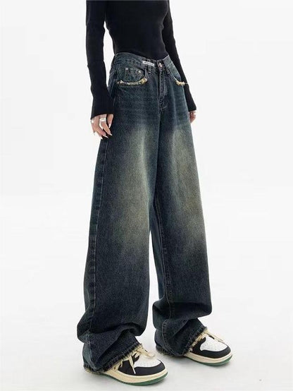 Jean baggy boyfriend vintage délavé foncé
