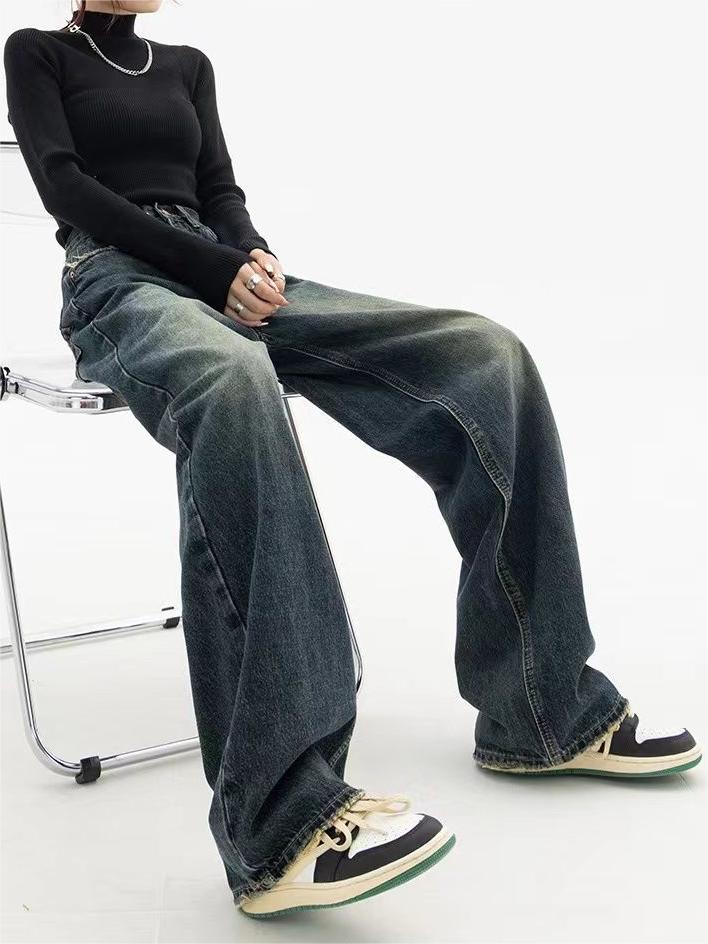 Jean baggy boyfriend vintage délavé foncé