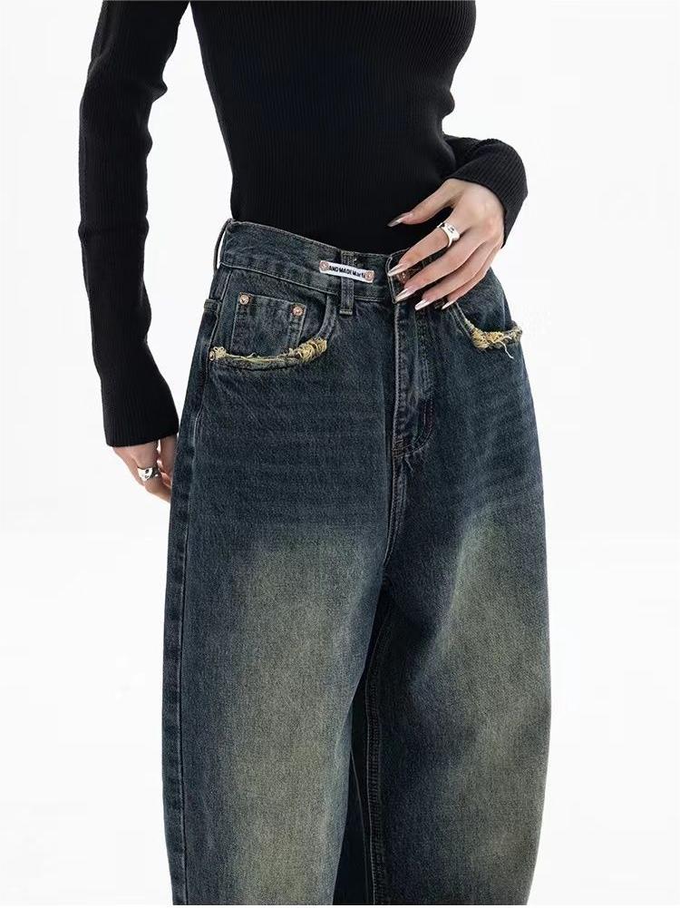 Jean baggy boyfriend vintage délavé foncé