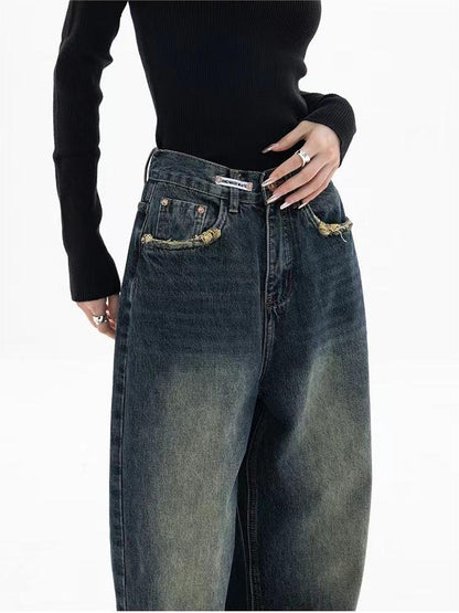 Jean baggy boyfriend vintage délavé foncé