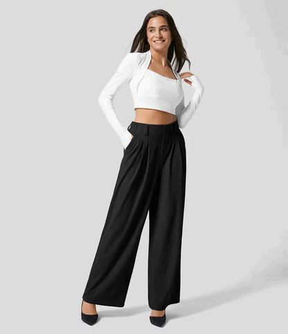 Pantalon d'été taille haute à jambes larges pour femmes