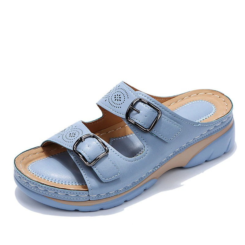 Sandalias de cuña casuales para mujer | Con hebillas ajustables