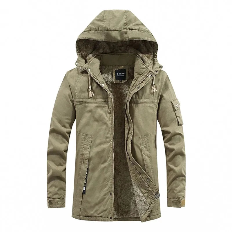 Veste d'hiver longue doublée polaire pour homme