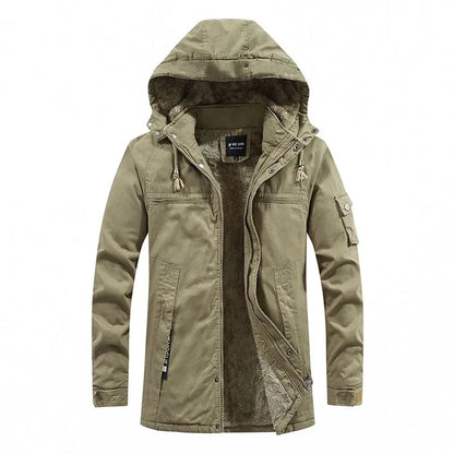 Veste d'hiver longue doublée polaire pour homme