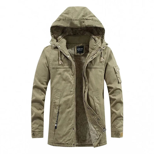Veste d'hiver longue doublée polaire pour homme