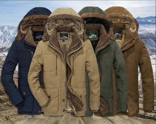 Herren Lang Winterjacke | Mit Kapuze