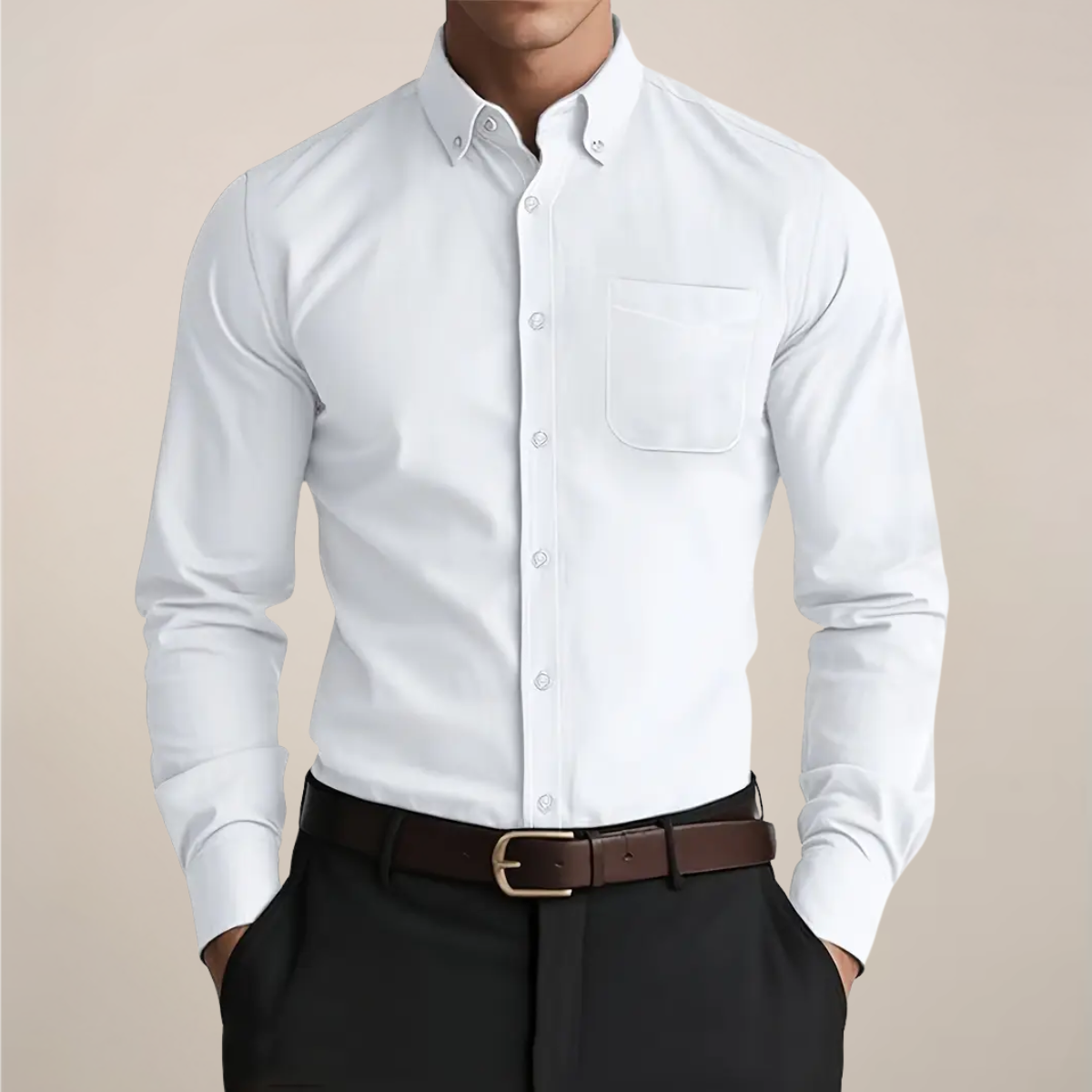Chemise homme décontractée à manches longues avec patte de boutonnage | avec poche poitrine