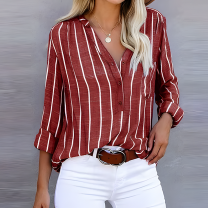 Camicia elegante a righe da donna | Manica lunga