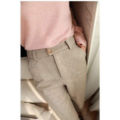 Pantalon femme à motif chevrons et taille haute – Gigliola