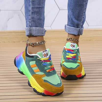 Baskets épaisses multicolores pour femme | Lacets