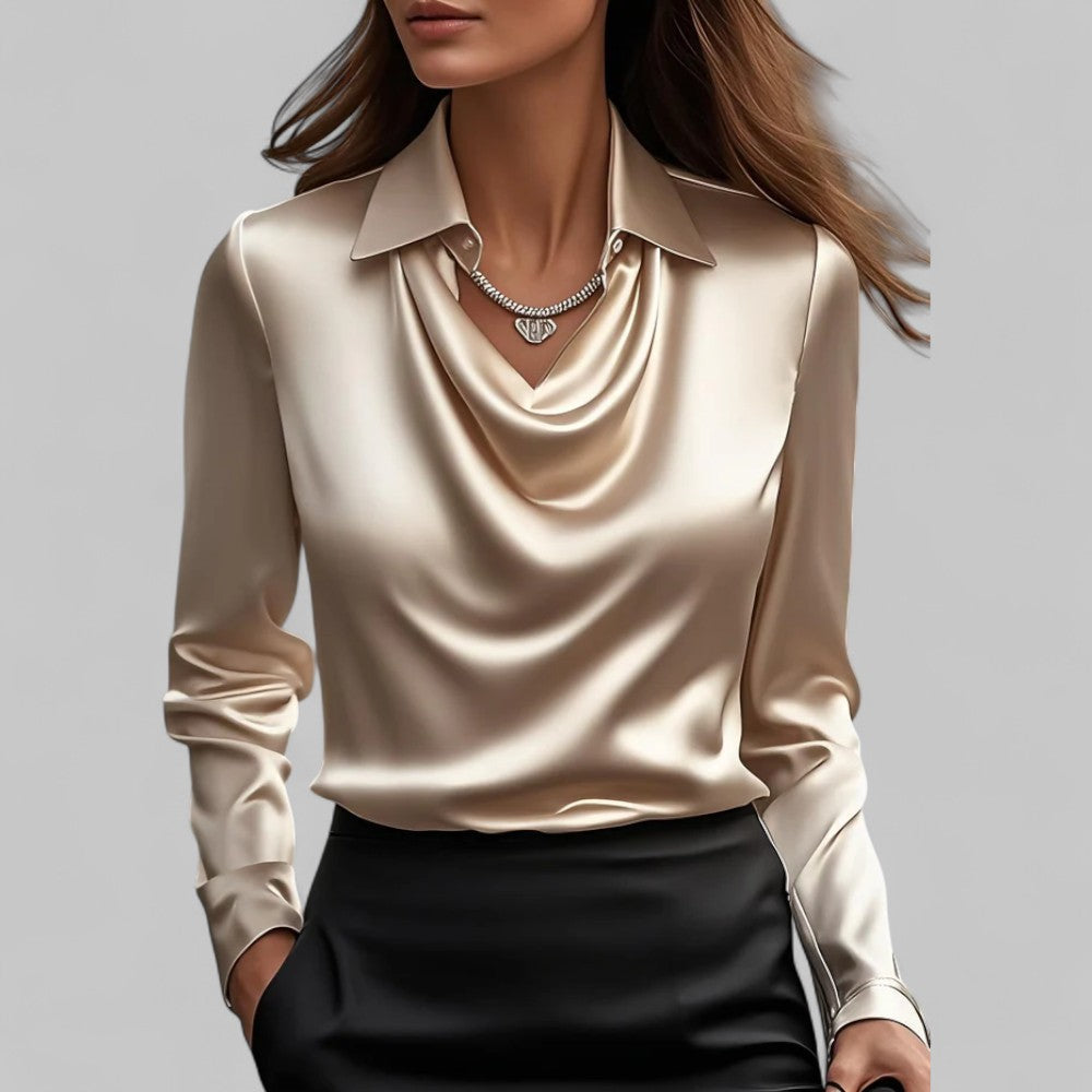 Blouse à col cascade pour femmes | Manches longues
