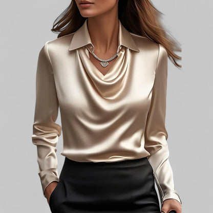 Blouse à col cascade pour femmes | Manches longues