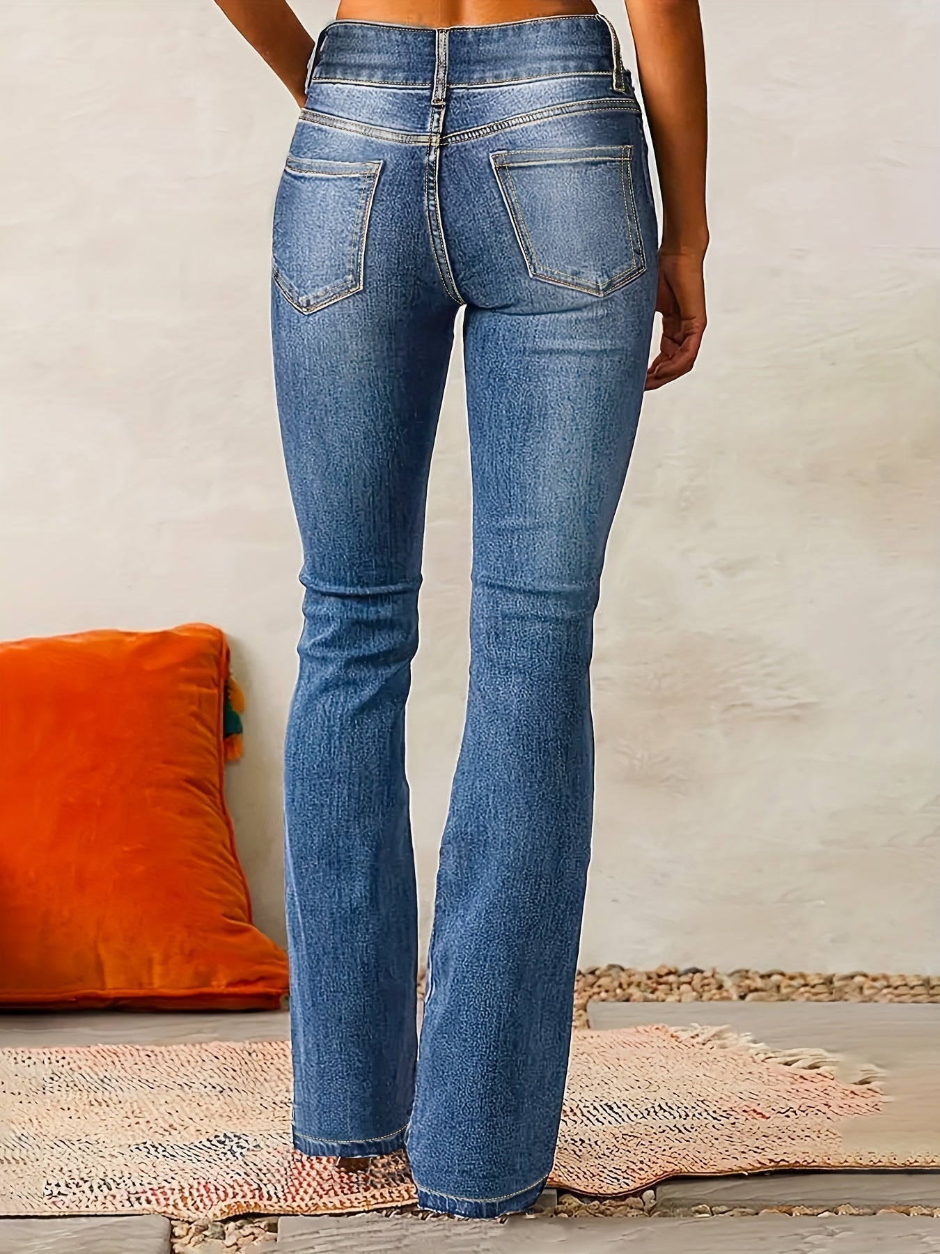 Jean évasé taille haute femme | Fermeture double bouton