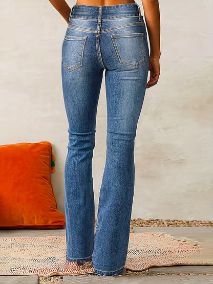 Jean évasé taille haute femme | Fermeture double bouton
