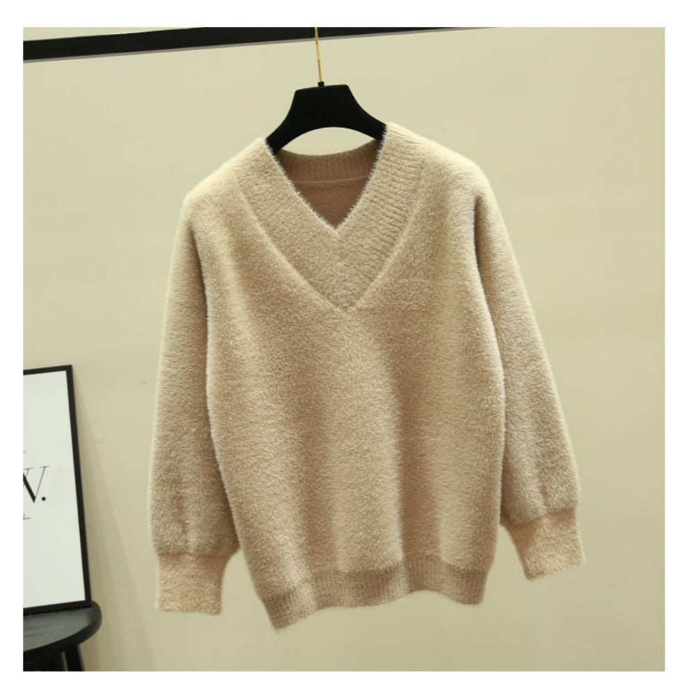 Maglione da donna con scollo a V e maniche lunghe – Rina