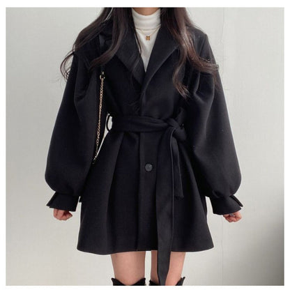 Manteau ceinturé à manches longues pour femmes - Marilena