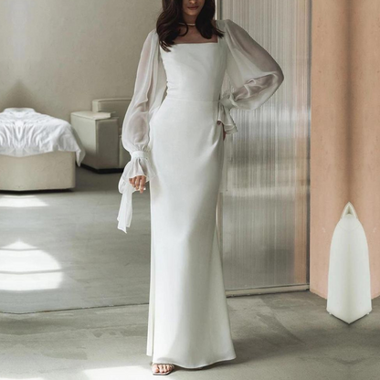 Robe blanche maxi pour invitées de mariage