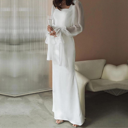 Robe blanche maxi pour invitées de mariage