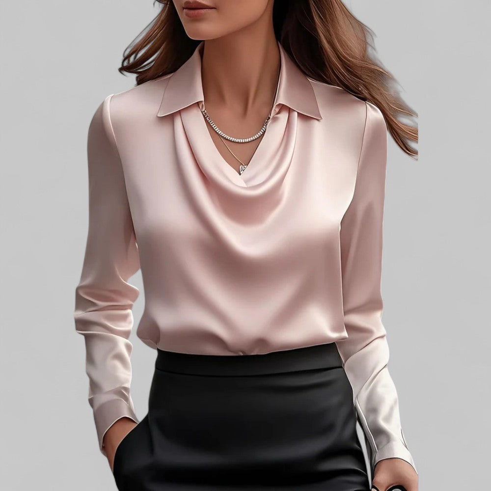 Blouse à col cascade pour femmes | Manches longues