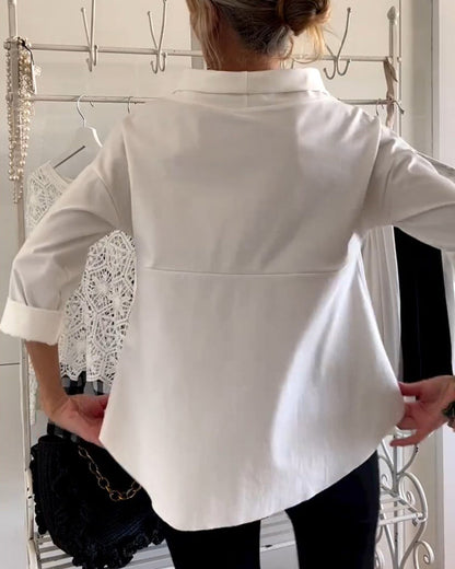 Blouse décontractée à col bénitier avec manches 3/4 pour femmes